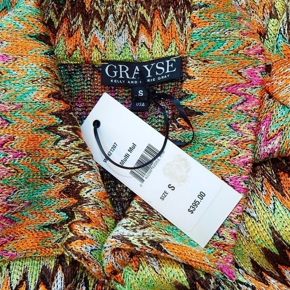 Grayse Kelly & Marie Gray St. John Colorful Zig Zag Knit Boxy Jacket Top NWT S - Picture 5 of 5